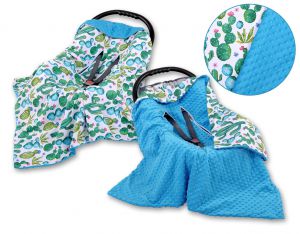 Big double-sided car seat blanket for babies - cactus